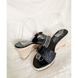 COLDWATER CREEK Sz 7M Woven Leather & Raffia Slide